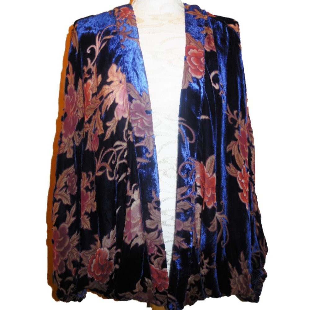 Velvet Kimono Large Jacket Cardigan Floral